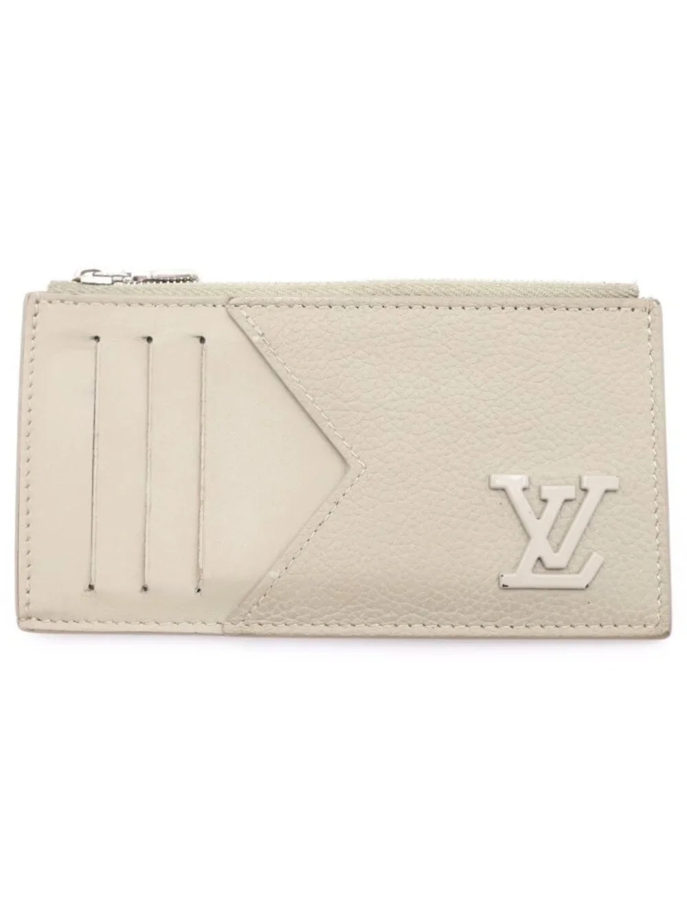 Louis Vuitton LV Aloe Gram Card Case Leather Mini Wallet Light Green Khaki Beige